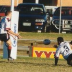 2002 state cships brisbane - brisbane v gold coast - cian jacobs puts ross murray under the sticks - pbr02-010